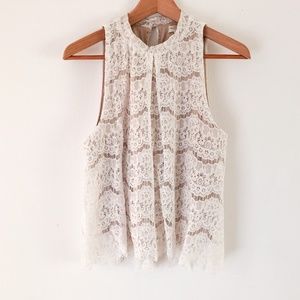 LOVE FIRE Lace White Tank Size L